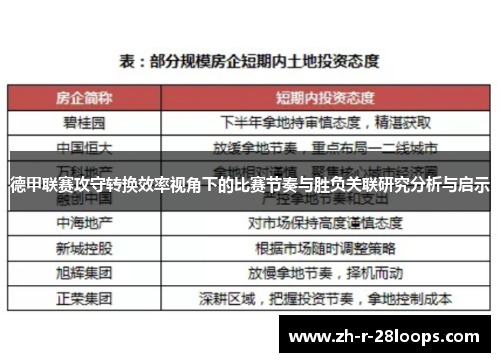 德甲联赛攻守转换效率视角下的比赛节奏与胜负关联研究分析与启示